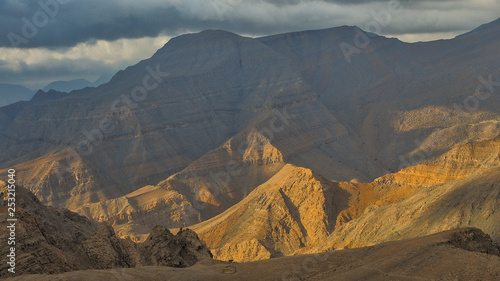 Fantastic mountain landscape. Ru us al Jibal. al Hajar Mountains. Musandam. Oman