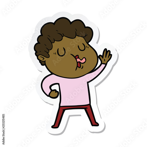 sticker of a cartoon man singing