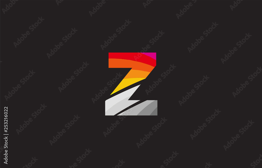 Design of alphabet letter logo with red grey color