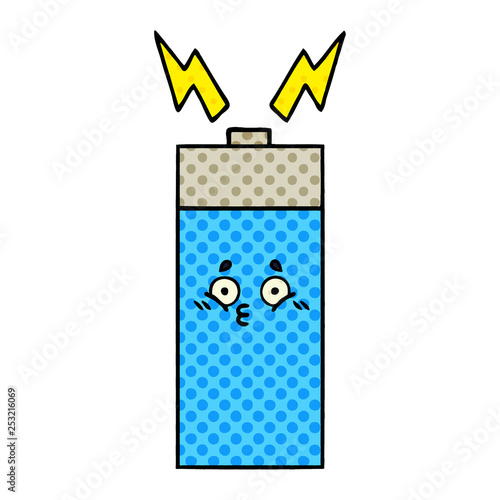 comic book style cartoon battery