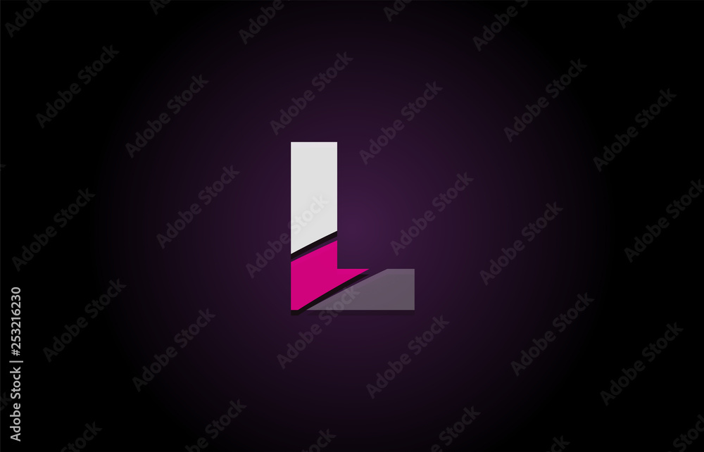 Design of alphabet letter logo with pink white and black color Design of alphabet letter logo with pink white and black color