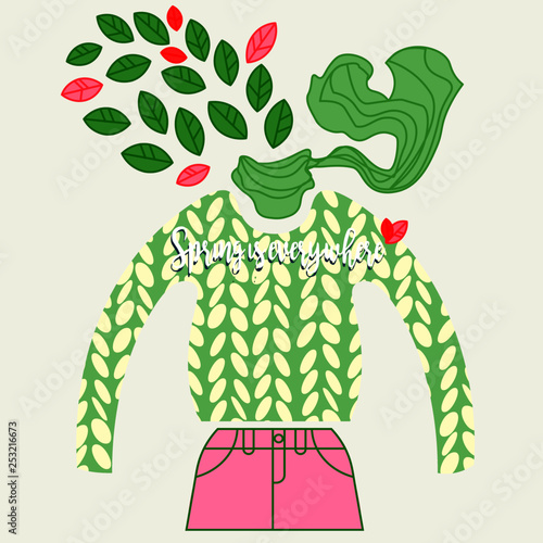 fashion flowers romantic spring wear for woman- vector. flat illustration