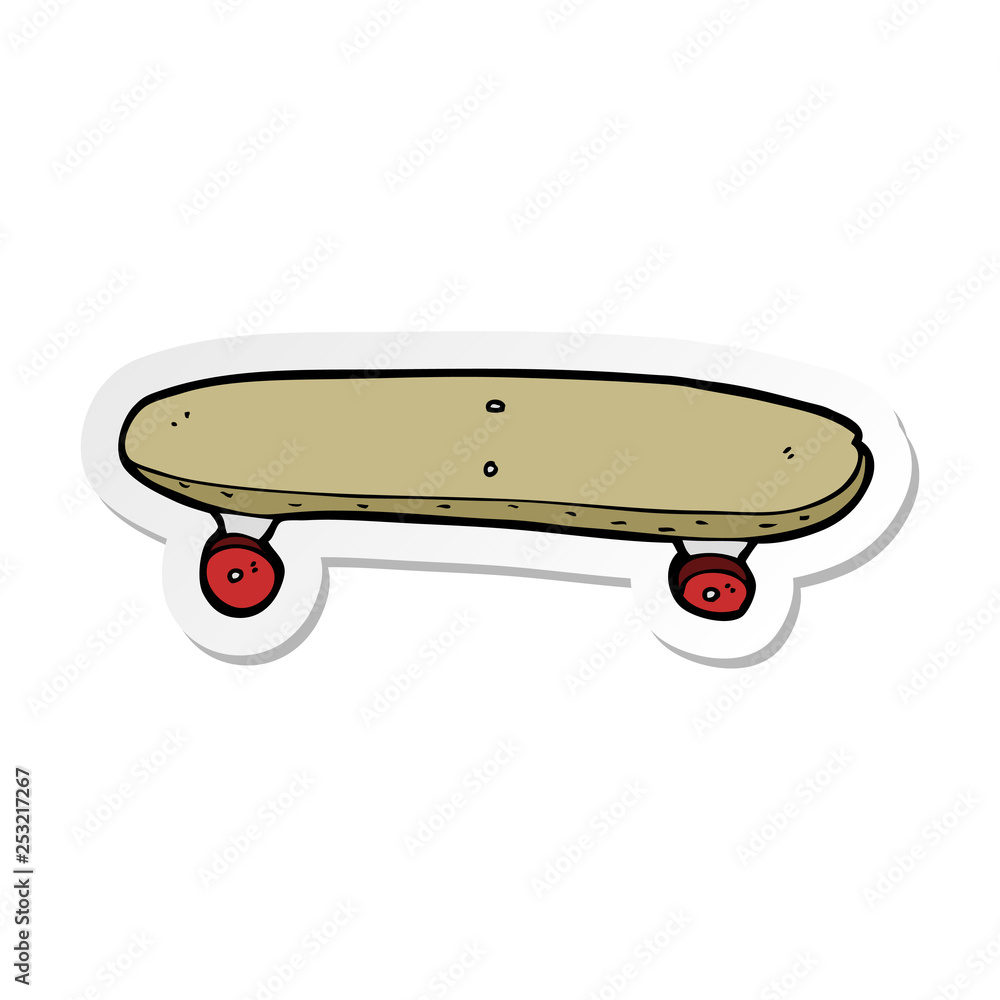 sticker of a cartoon skateboard sticker of a cartoon skateboard
