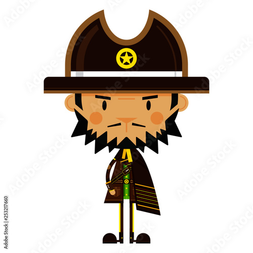 Cute Cartoon Wild West Cowboy Sheriff in Poncho