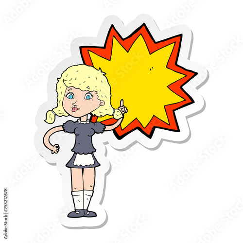 sticker of a cartoon waitress