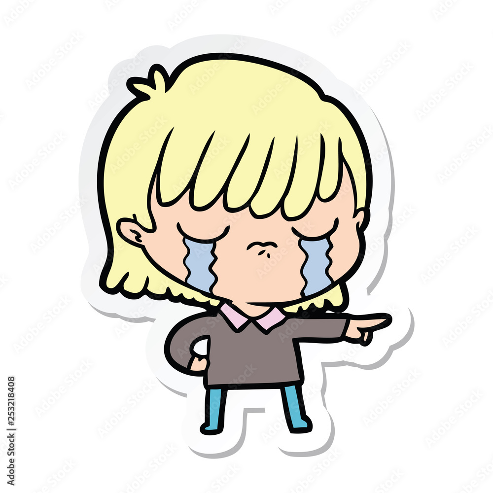 sticker of a cartoon woman crying sticker of a cartoon woman crying