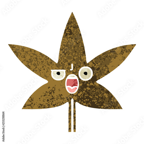 retro illustration style cartoon autumnal leaf