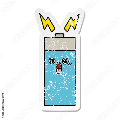 distressed sticker of a cute cartoon battery