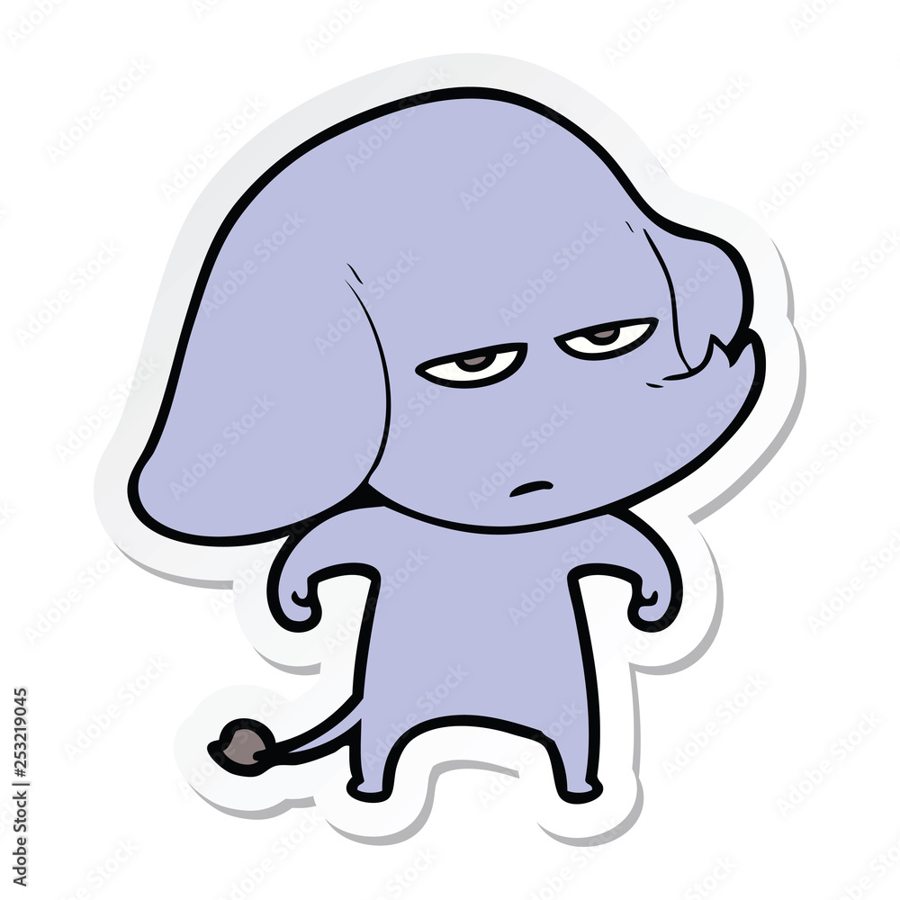 sticker of a annoyed cartoon elephant sticker of a annoyed cartoon elephant
