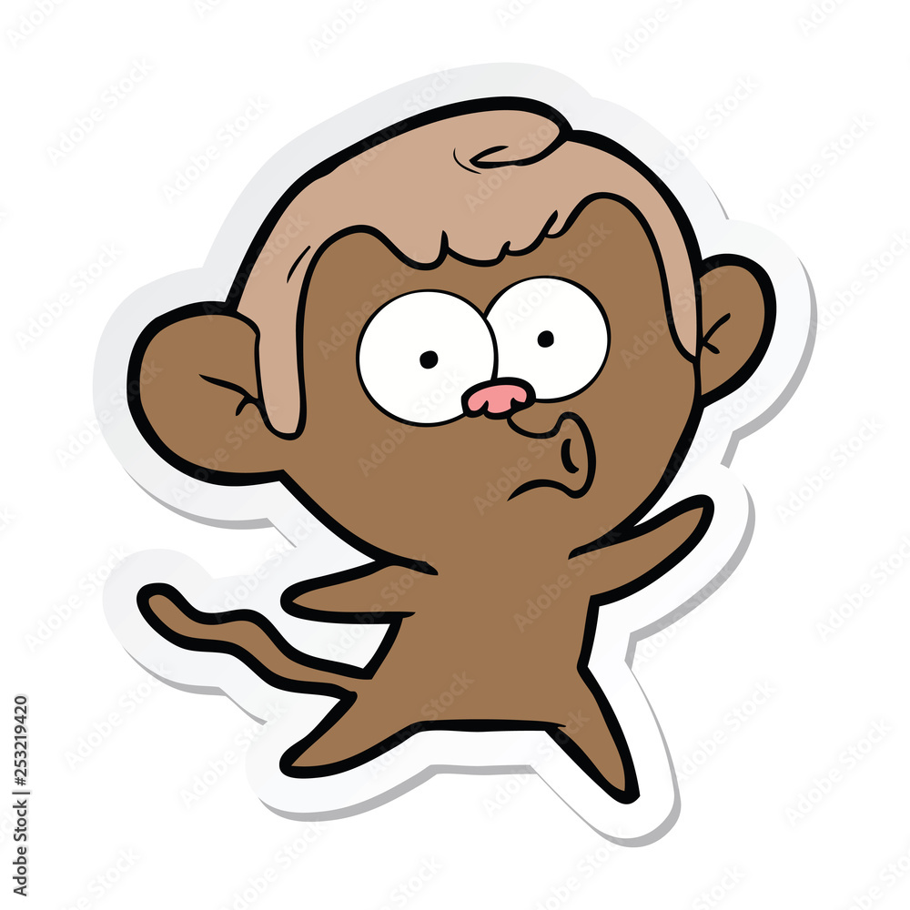 sticker of a cartoon surprised monkey sticker of a cartoon surprised monkey