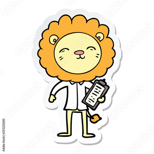 sticker of a cartoon lion in business clothes photo