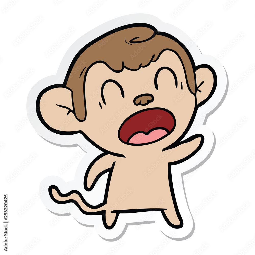 sticker of a shouting cartoon monkey sticker of a shouting cartoon monkey
