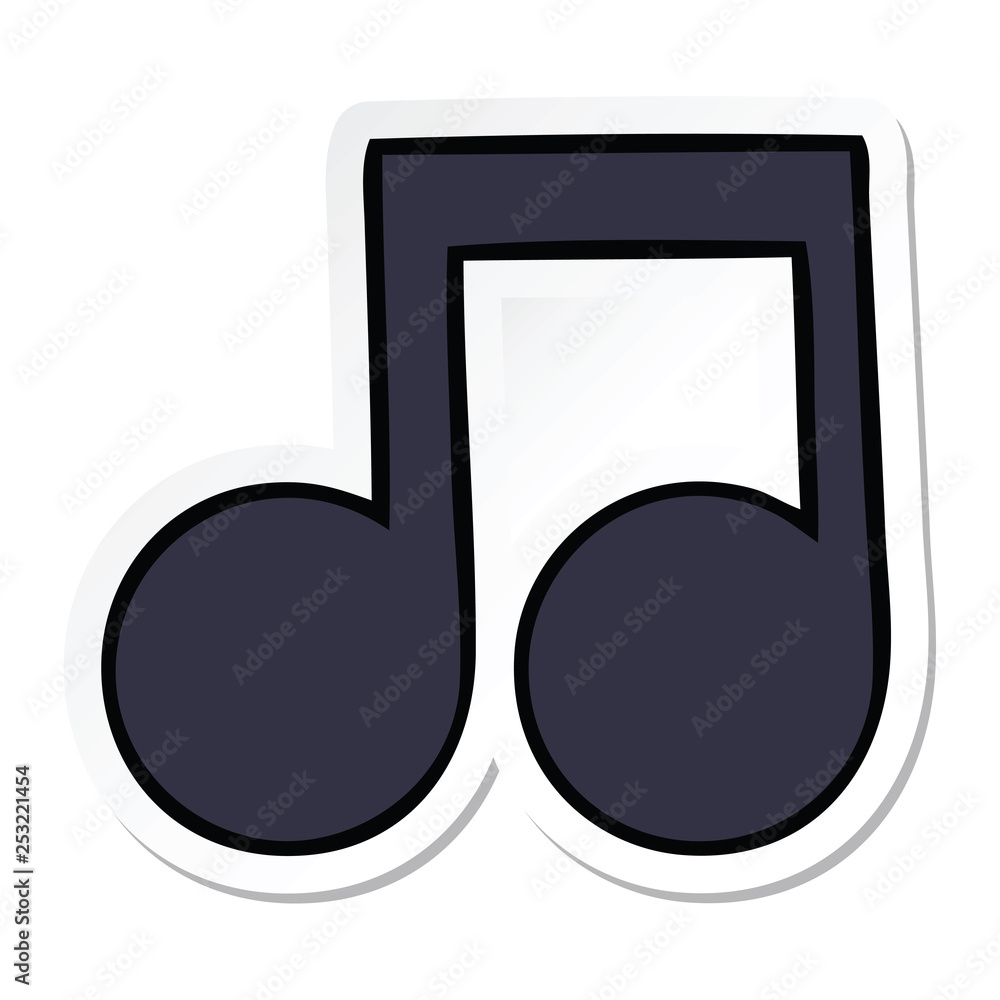 sticker of a cute cartoon musical note sticker of a cute cartoon musical note