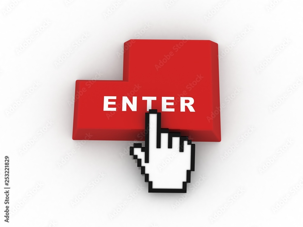 key insert enter . 3D illustration