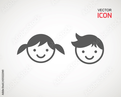 girl and boy icon on white background. child symbol . Kids icons , children vector illustration.