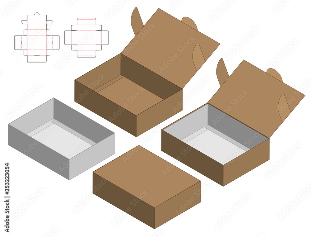 Box packaging die cut template design. 3d mock-up Box packaging die cut template design. 3d mock-up
