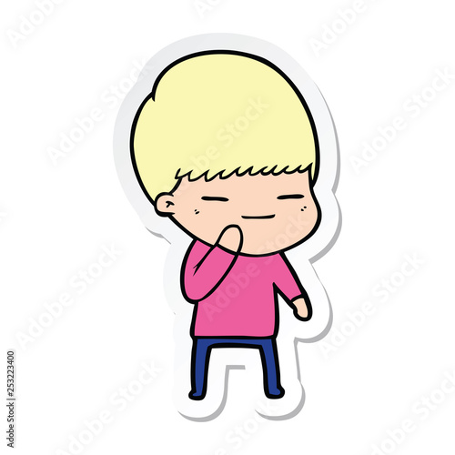 Wallpaper Mural sticker of a cartoon smug boy Torontodigital.ca