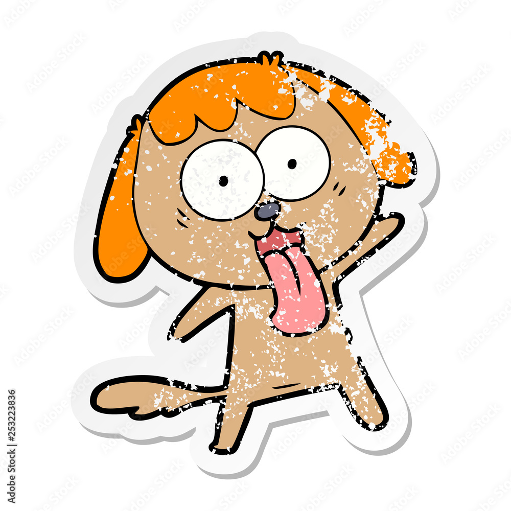 distressed sticker of a cute cartoon dog distressed sticker of a cute cartoon dog