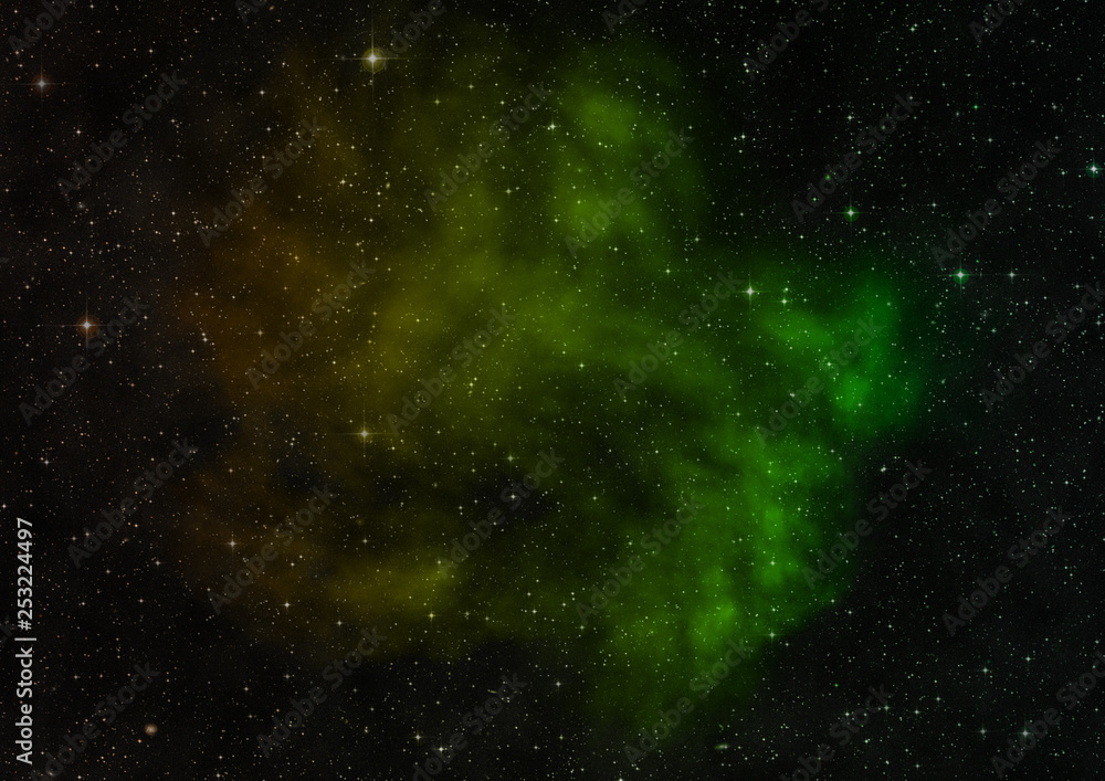 Naklejka premium Star field in space and a nebulae. 3D rendering