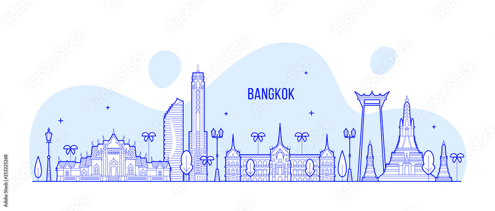 Obraz premium Bangkok skyline Thailand big city buildings vector