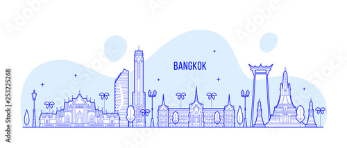 Bangkok skyline Thailand big city buildings vector