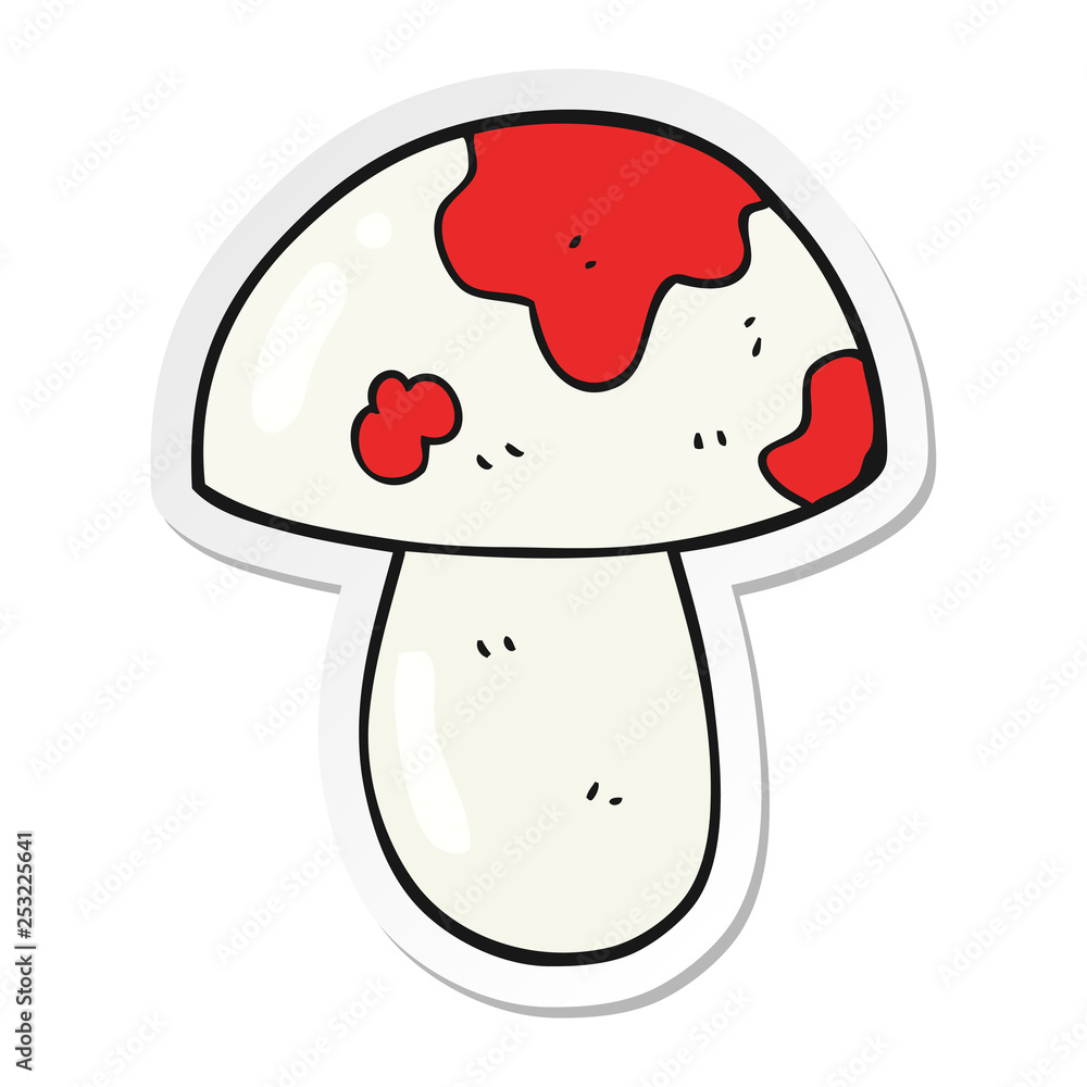 sticker of a cartoon toadstool sticker of a cartoon toadstool