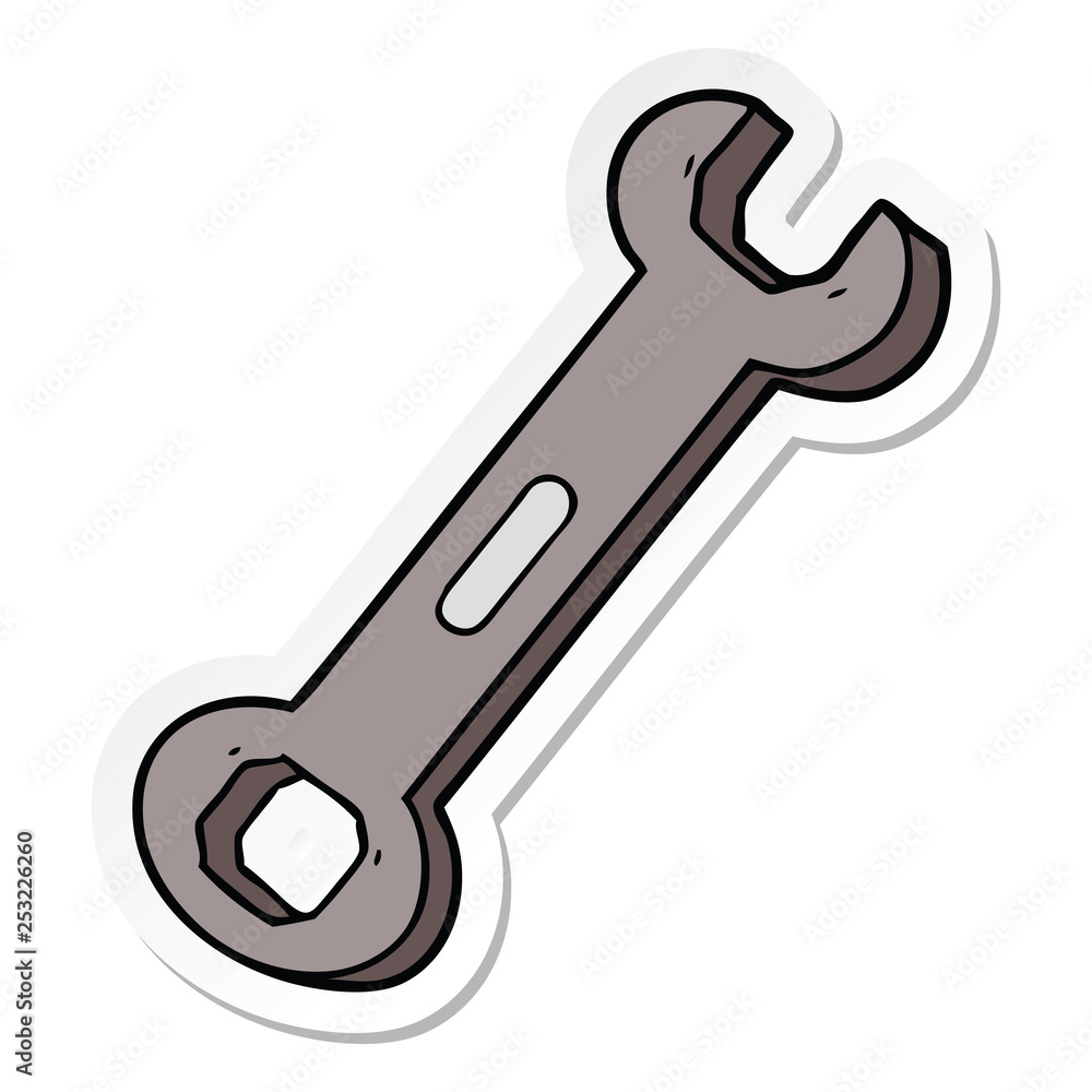 sticker of a cartoon spanner sticker of a cartoon spanner