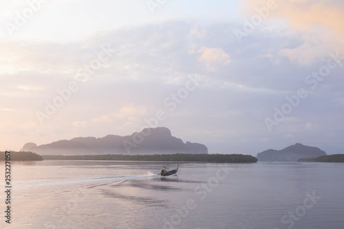 landscape with sunrise and mountains