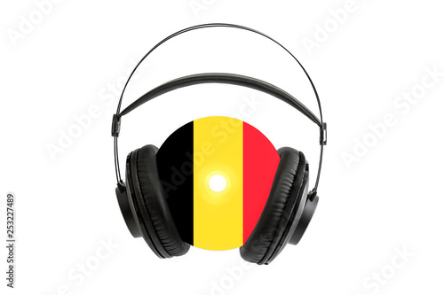 Photo of a headset with CD with a flag of Belgium