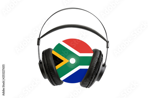 Photo of a headset with CD with a flag of South Africa