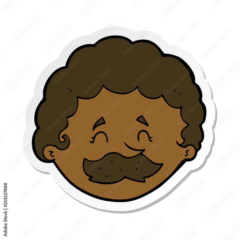 sticker of a cartoon man with mustache sticker of a cartoon man with mustache