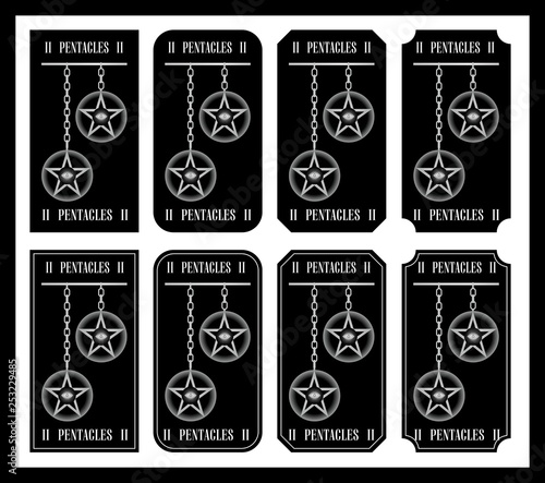 Two of pentacles Tarot of the symbols black and white