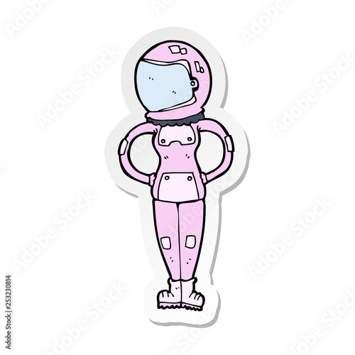 sticker of a cartoon female astronaut