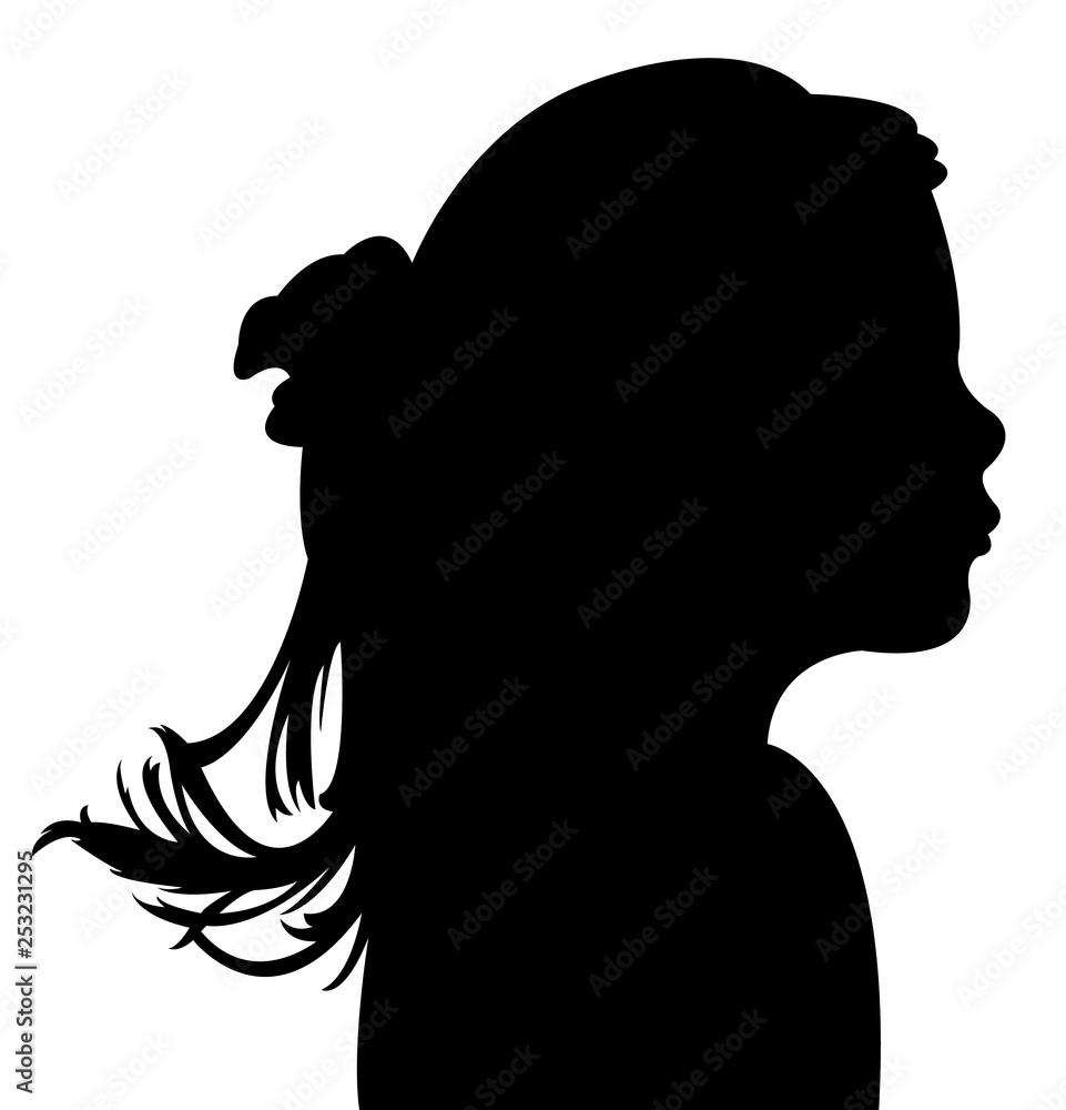  a girl head silhouette vector