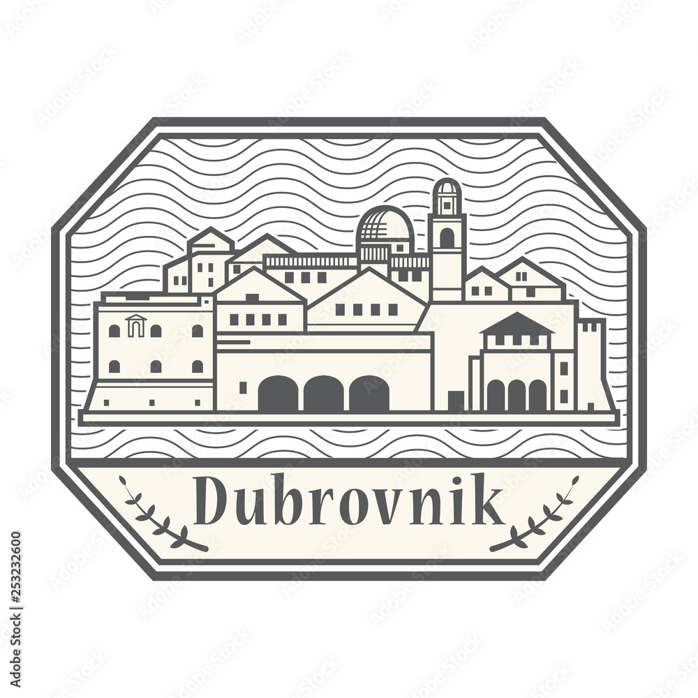 Abstract rubber stamp with Dubrovnik, Croatia