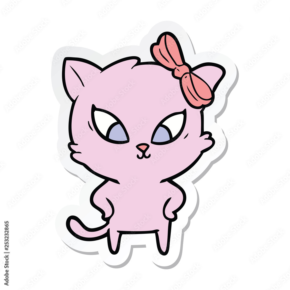 sticker of a cartoon cat sticker of a cartoon cat