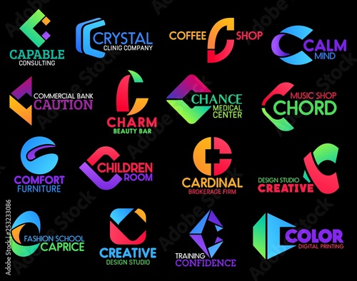 Medical and financial corporate identity C icons