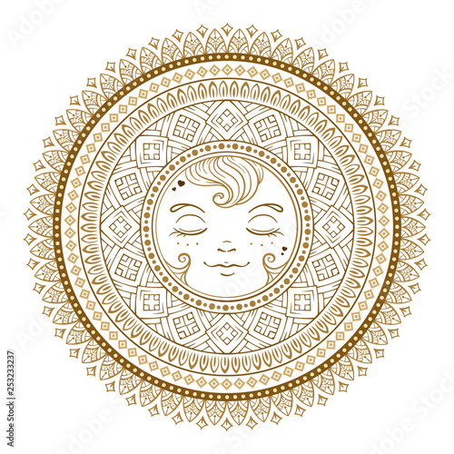 Ethnic sun mandala illustration.