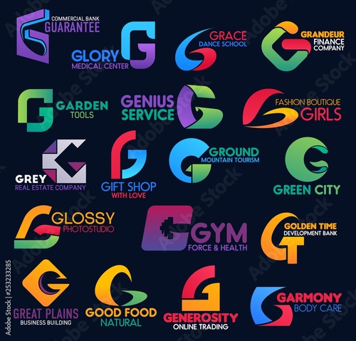 Trade commerce creative corporate identity G icons