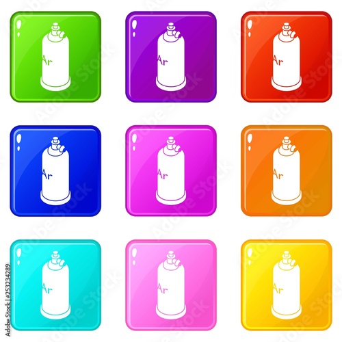 Welding cylinder icons set 9 color collection isolated on white for any design