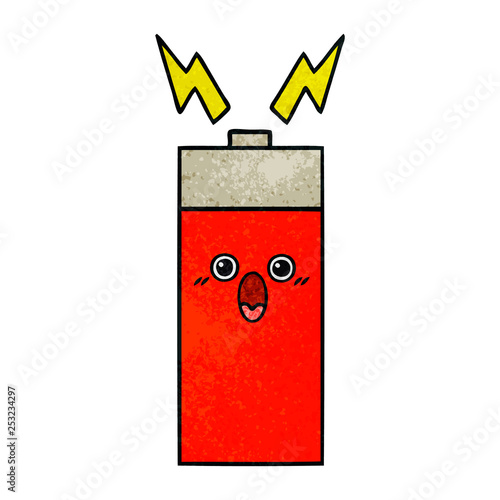 retro grunge texture cartoon battery