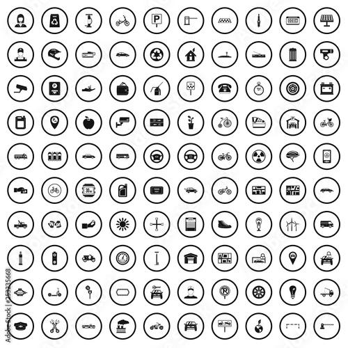 100 parking icons set in simple style for any design vector illustration