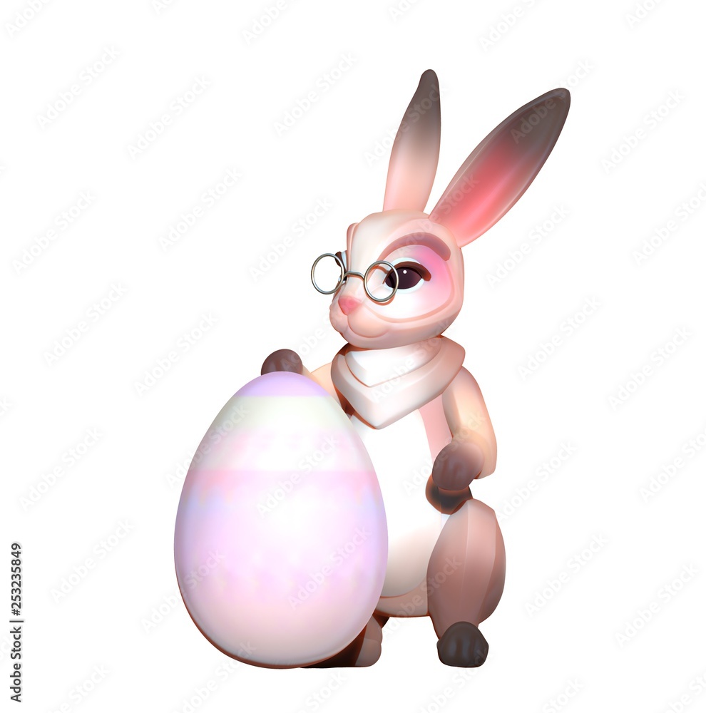 Obraz premium Cute rabbit with Easter egg