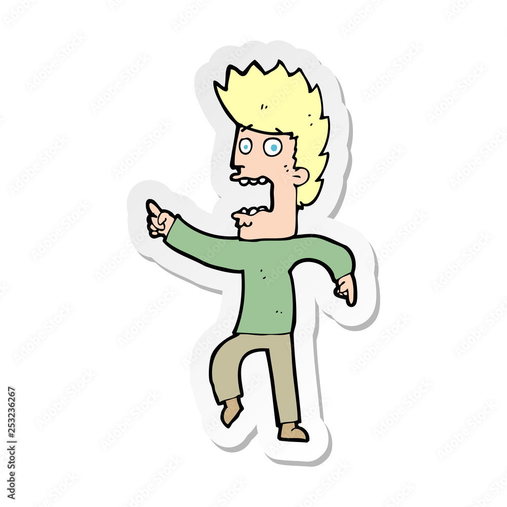 sticker of a cartoon terrified man sticker of a cartoon terrified man