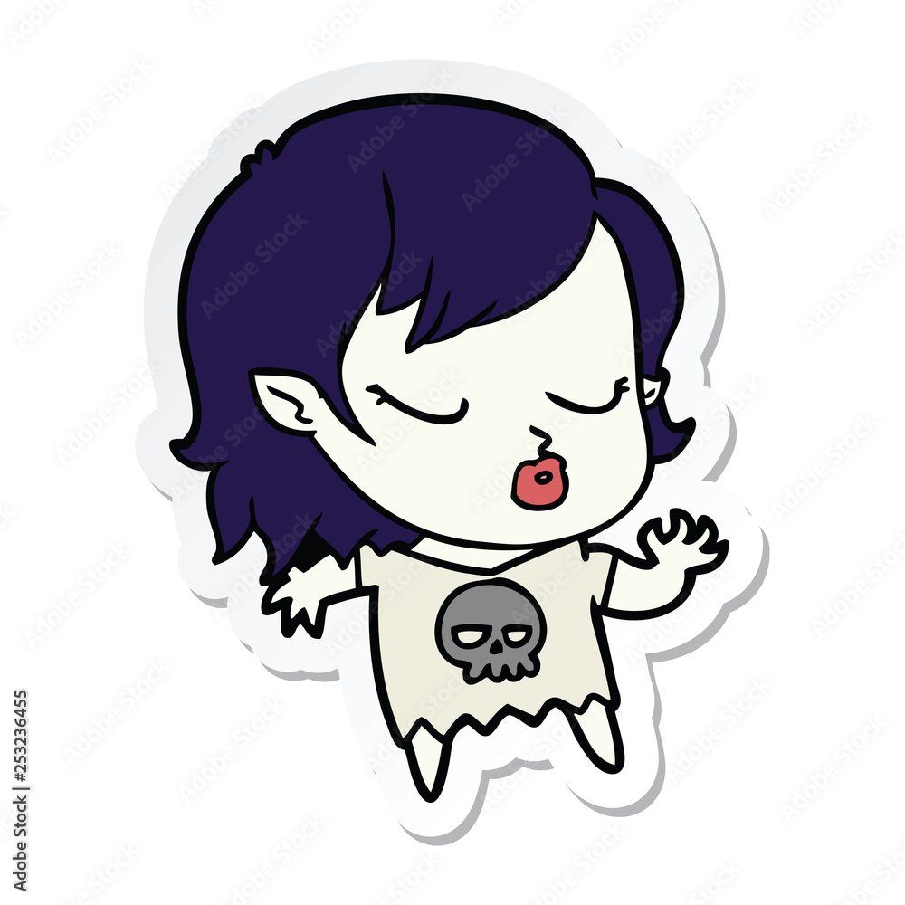 sticker of a cute cartoon vampire girl sticker of a cute cartoon vampire girl