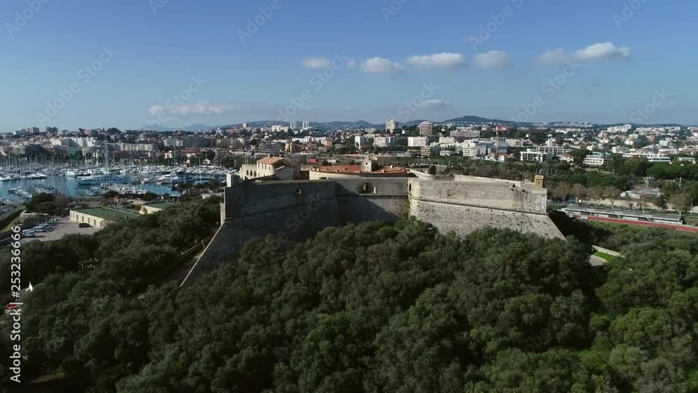 Aerial view of the old city of Antibes on the French Riviera, Fort Carre Aerial view of the old city of Antibes on the French Riviera, Fort Carre