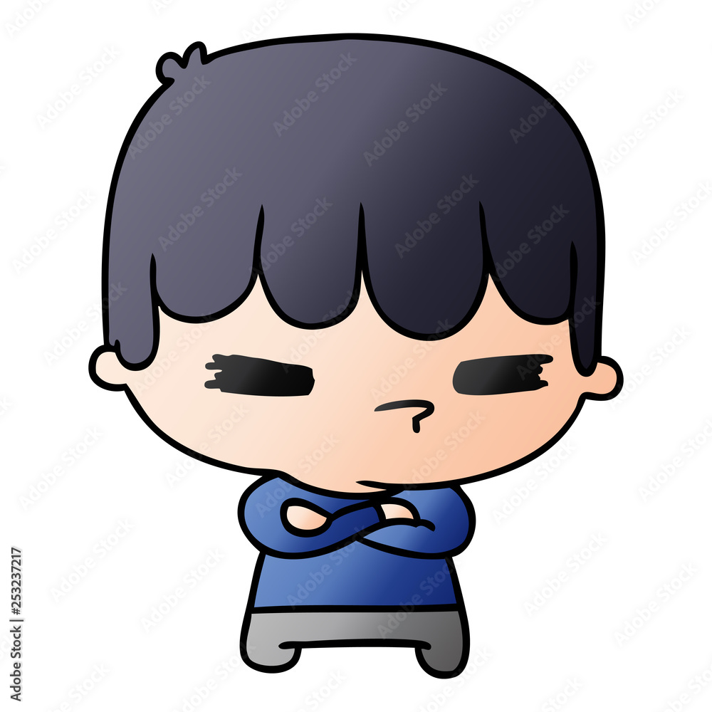 gradient cartoon of a kawaii cute cross boy gradient cartoon of a kawaii cute cross boy