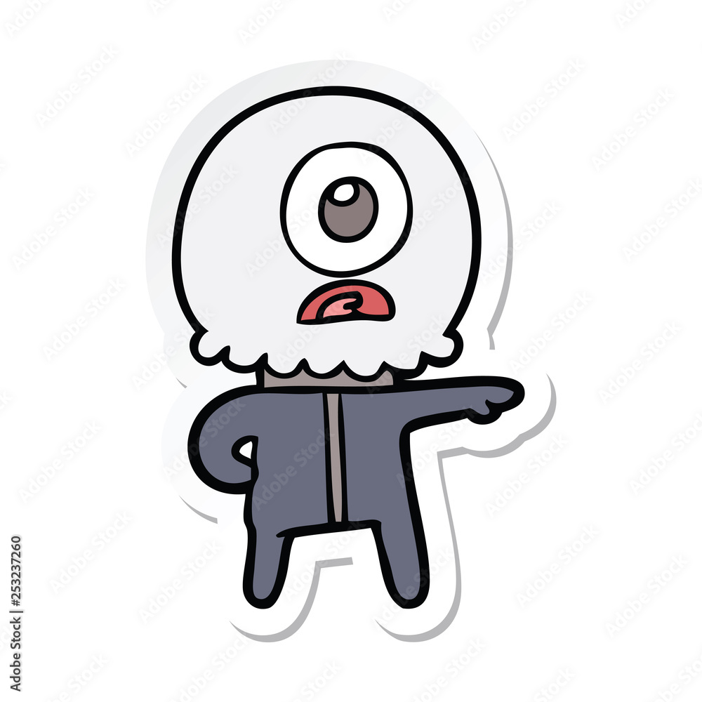 sticker of a cartoon cyclops alien spaceman sticker of a cartoon cyclops alien spaceman