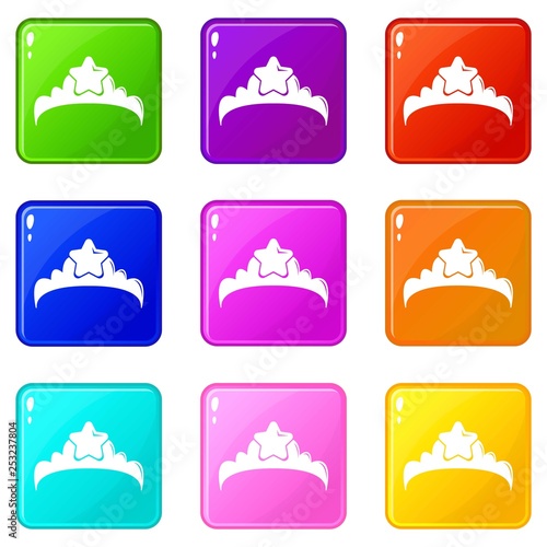 Wallpaper Mural Small princess crown icons set 9 color collection isolated on white for any design Torontodigital.ca