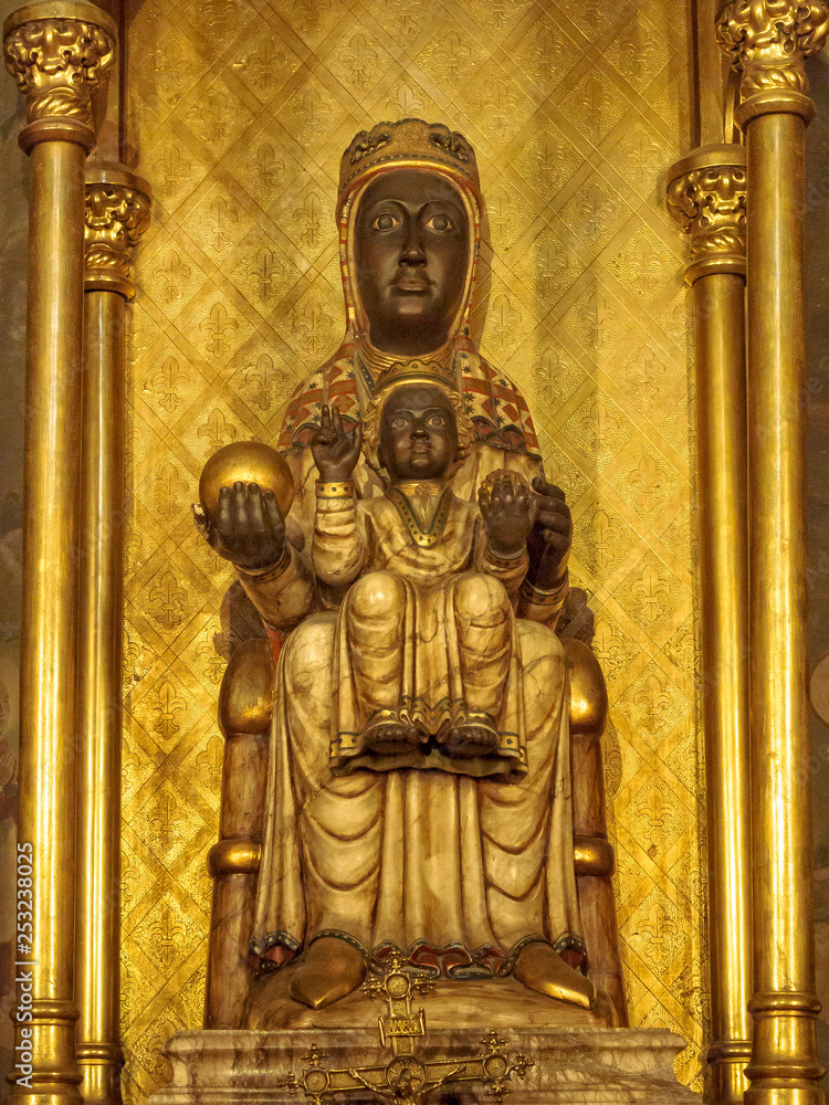 Statue of the Virgin Mary in the Cathedral of the Holy Cross and Saint Eulalia - Barcelona, Catalonia, Spain